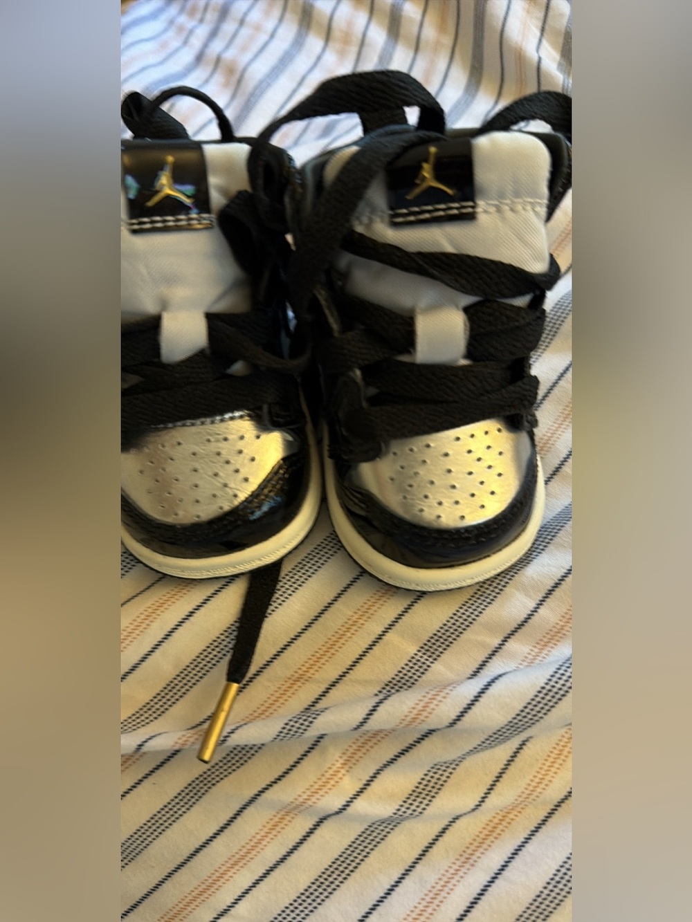 Nike Kids Black, White and Silver Jordan-Style High-Top Sneakers